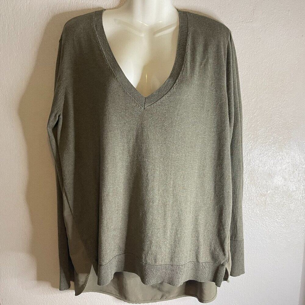 Banana Republic Pima Cotton Cashmere V-Neck Tunic Top Green L